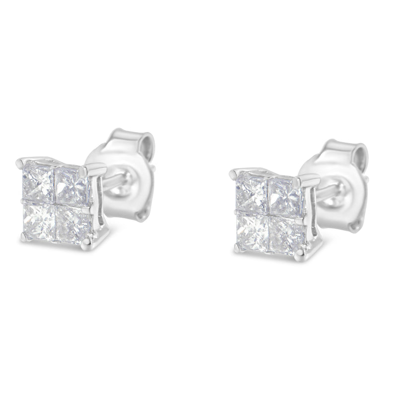 Bids.com 10K White Gold Diamond Stud Earrings (3/4 cttw, H-I Color, SI2-I1 Clarity) Earrings White Smoke White.Gold / 0.78