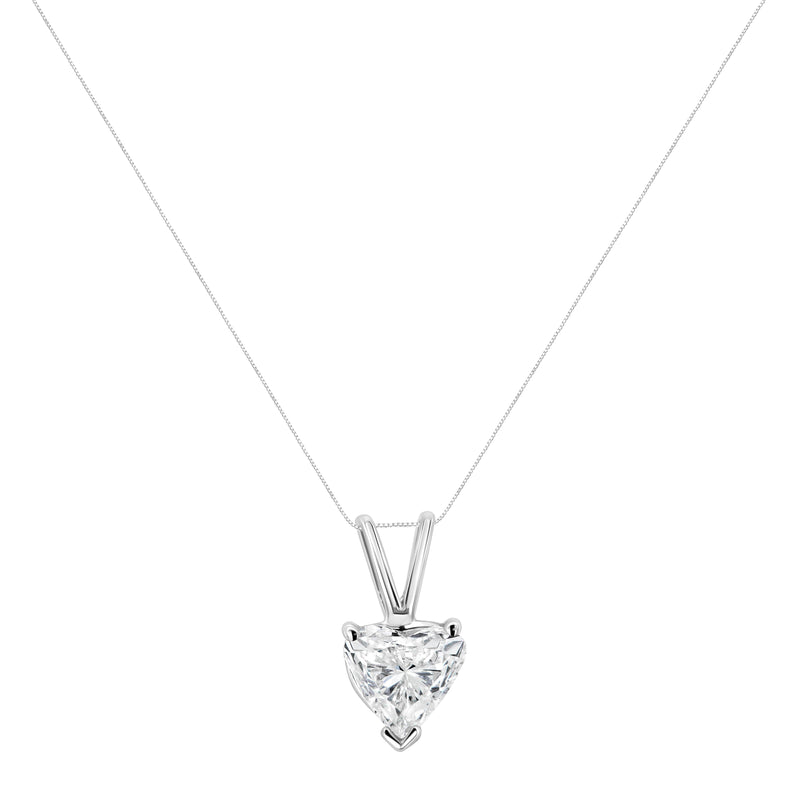 Bids.com 14K White Gold 1/5 Cttw 3-Prong Set Heart Shaped Solitaire Lab Grown Diamond 18" Pendant Necklace (F-G Color, VS2-SI1 Clarity) Necklaces White Smoke White.Gold / 18 / B,White.Gold / 18 / C,White.Gold / 18 / A