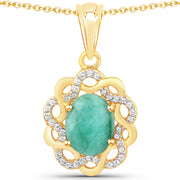 Bids.com 2.78 Carat Genuine Emerald and White Topaz .925 Sterling Silver Pendant Pendants White Smoke