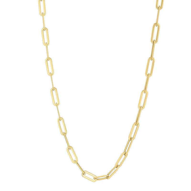Bids.com 14k Yellow Gold Long Domed Paperclip Chain Necklace (4.80 mm) Necklaces White Smoke 18 / Yellow Gold
