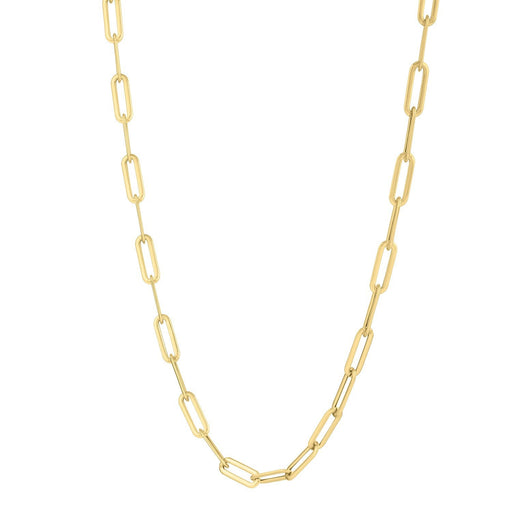 Bids.com 14k Yellow Gold Long Domed Paperclip Chain Necklace (4.80 mm) Necklaces White Smoke 18 / Yellow Gold