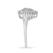 Bids.com 10K White Gold 1/2 Cttw Round & Baguette Cut Diamond Pear Shaped Domed PavÃ© Cluster with Halo Cocktail Ring (H-I Color, SI1-SI2 Clarity) - Size 5 Rings White Smoke 8 / White.Gold,6.5 / White.Gold,7.5 / White.Gold,7 / White.Gold,9 / White.Gold,8.75 / White.Gold,7.25 / White.Gold,6 / White.Gold,5 / White.Gold