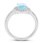 Bids.com 2.58 Carat Genuine  Blue Topaz and White Topaz .925 Sterling Silver Ring Rings White Smoke Size 9.00,size 6.00,size 7.00,size 8.00,9.00,size 5.00
