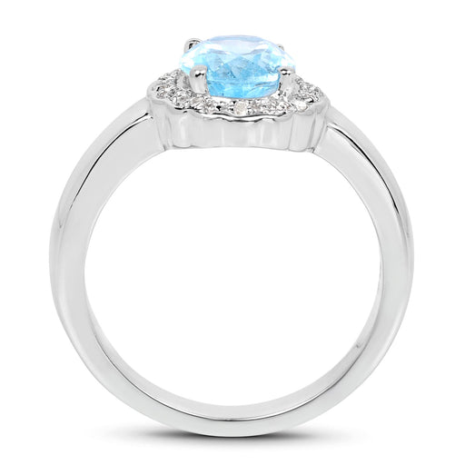 Bids.com 2.58 Carat Genuine  Blue Topaz and White Topaz .925 Sterling Silver Ring Rings White Smoke Size 9.00,size 6.00,size 7.00,size 8.00,9.00,size 5.00