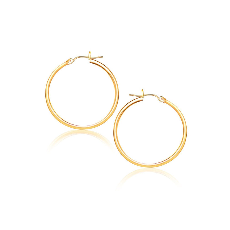 Bids.com 14k Yellow Gold Polished Hoop Earrings (2x40mm) Earrings White Smoke Yellow Gold