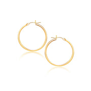 Bids.com 14k Yellow Gold Polished Hoop Earrings (2x40mm) Earrings White Smoke Yellow Gold