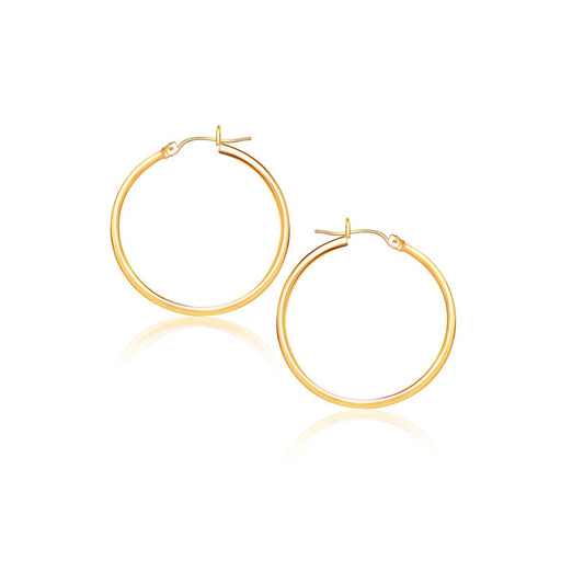 Bids.com 14k Yellow Gold Polished Hoop Earrings (2x40mm) Earrings White Smoke Yellow Gold