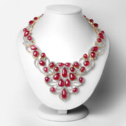 Bids.com 160.14 Carat Glass Filled Ruby and White Diamond .925 Sterling Silver Necklace Necklaces White Smoke