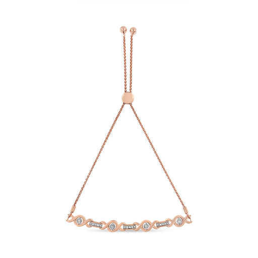 Bids.com 14K Yellow Gold Plated .925 Sterling Silver Channel Set Diamond Accent Twist 4â€-10â€ Adjustable Bolo Bracelet (I-J Color, I3 Clarity) Bracelets White Smoke Yellow.Sterling Silver / 7,Rose.Sterling Silver / 7