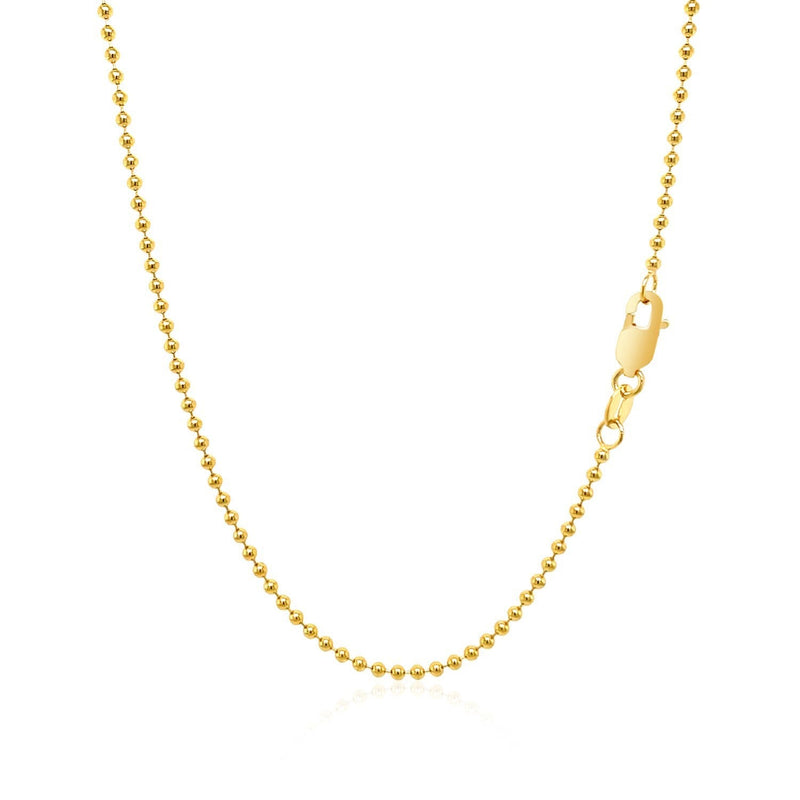 Bids.com 18k Yellow Gold Bead Chain 1.5mm (1.50 mm) Necklaces White Smoke 16 / Yellow Gold,18 / Yellow Gold,20 / Yellow Gold