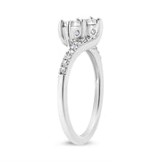 Bids.com 10K White Gold 1/4 Cttw Miracle Set Round Cut Diamond Two-Stone Ring (H-I Color, I2 Clarity) - Size 7 Rings White Smoke 7 / White.Gold,8 / White.Gold,7.5 / White.Gold,6.5 / White.Gold,6 / White.Gold