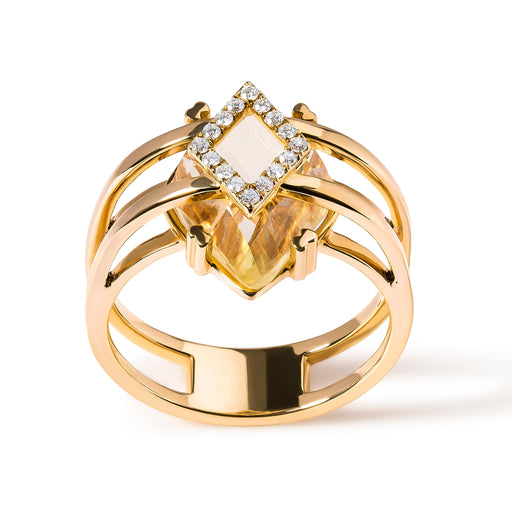 Bids.com 14K Yellow Gold 15x15 MM Marquise Cut Yellow Topaz and Diamond Accent Statement Cocktail Ring (G-H Color, SI1-SI2 Clarity) Rings White Smoke 7 / Yellow.Gold