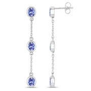 Bids.com 1.98 Carat Genuine Tanzanite .925 Sterling Silver Earrings Earrings White Smoke
