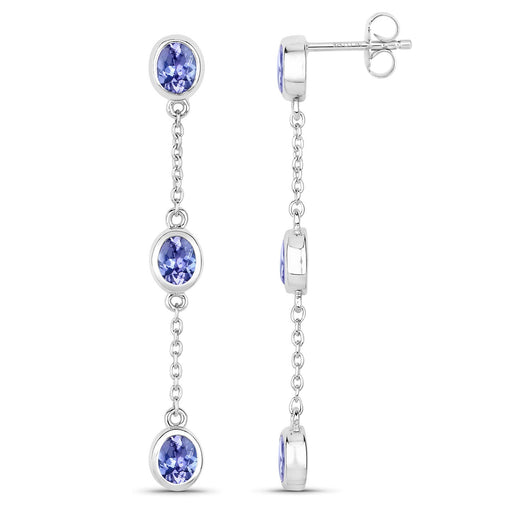 Bids.com 1.98 Carat Genuine Tanzanite .925 Sterling Silver Earrings Earrings White Smoke