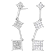 Bids.com 14K White Gold 1 cttw Princess Cut Diamond Earrings (G-H, VS1-VS2) Earrings White Smoke White.Gold / 1