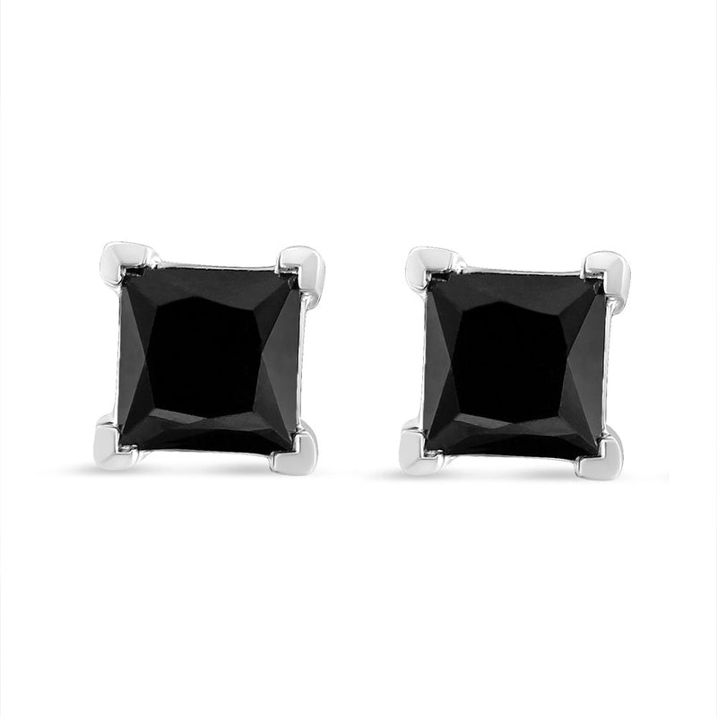 Bids.com .925 Sterling Silver 4.00 Cttw Princess-Cut Square Black Diamond Classic 4-Prong Stud Earrings with Screw Backs Earrings White Smoke White.Sterling Silver / 4,White.Sterling Silver / 1,White.Sterling Silver / 2,White.Sterling Silver / 3,White.Sterling Silver / 0.5,White.Sterling Silver / 1.5,White.Sterling Silver / 0.625,White.Sterling Silver / 0.25