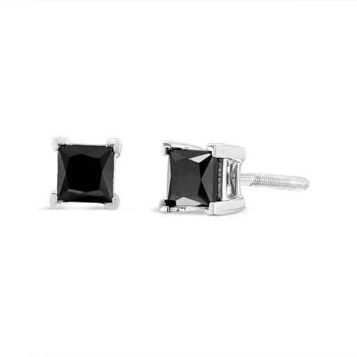 Bids.com .925 Sterling Silver 4.00 Cttw Princess-Cut Square Black Diamond Classic 4-Prong Stud Earrings with Screw Backs Earrings White Smoke White.Sterling Silver / 4,White.Sterling Silver / 1,White.Sterling Silver / 2,White.Sterling Silver / 3,White.Sterling Silver / 0.5,White.Sterling Silver / 1.5,White.Sterling Silver / 0.625,White.Sterling Silver / 0.25