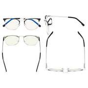 eyekeeper.com Black Browline Glasses Trendy Style Blue Light Filter LX19018-BB40 Eyeglasses White Smoke Black / without magnification,Purple / without magnification,Red / without magnification