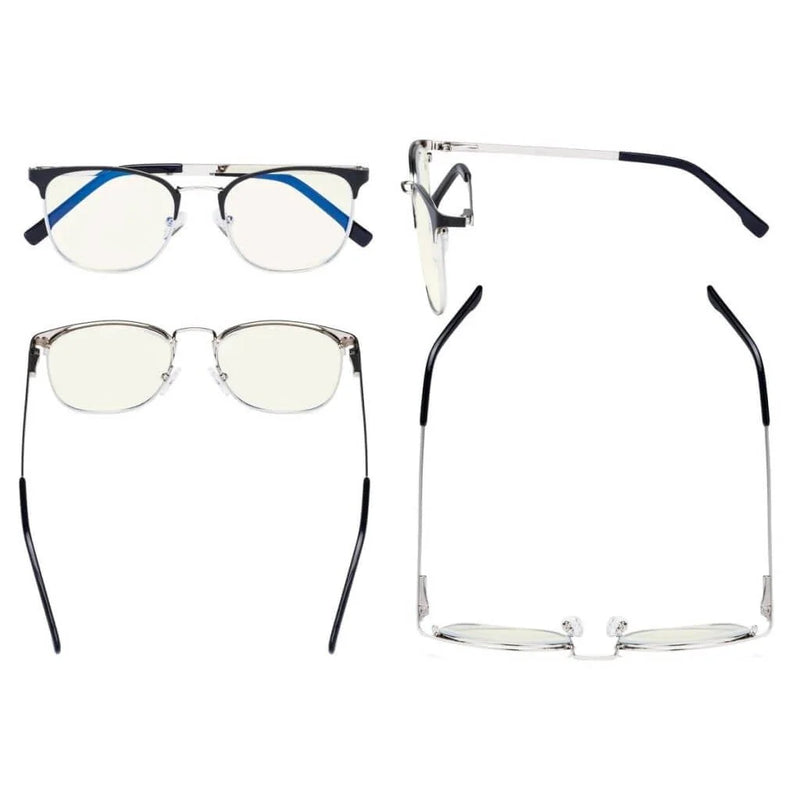 eyekeeper.com Black Browline Glasses Trendy Style Blue Light Filter LX19018-BB40 Eyeglasses White Smoke Black / without magnification,Purple / without magnification,Red / without magnification
