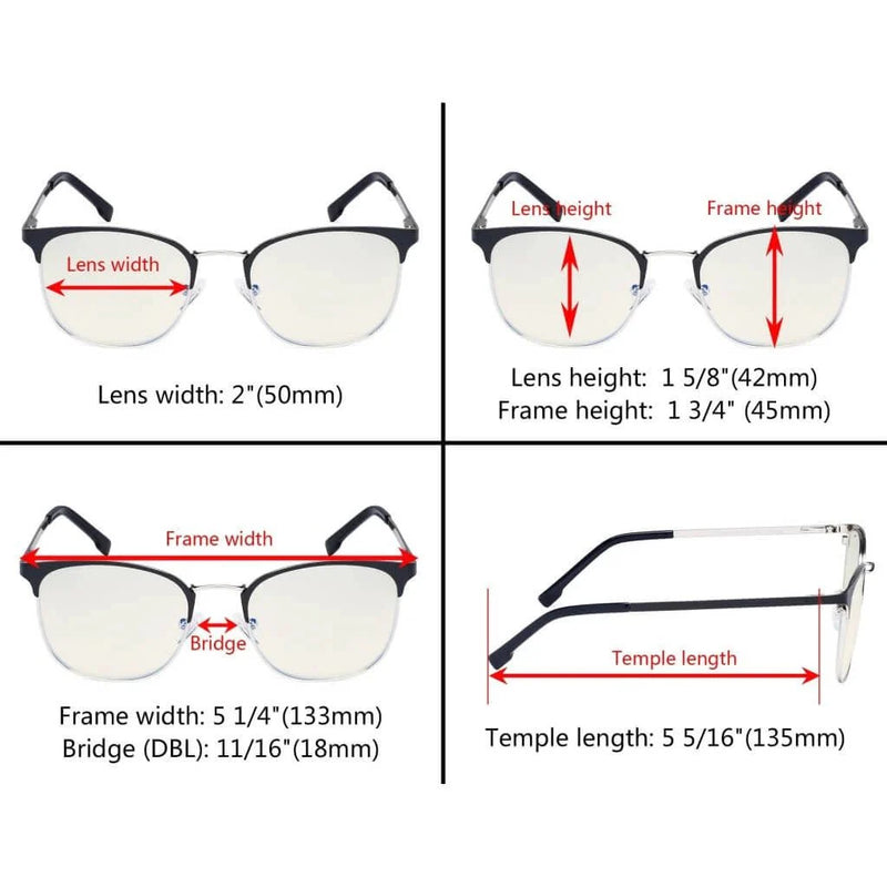 eyekeeper.com Black Browline Glasses Trendy Style Blue Light Filter LX19018-BB40 Eyeglasses White Smoke Black / without magnification,Purple / without magnification,Red / without magnification