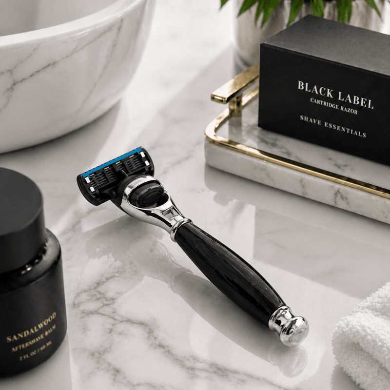 Shave Essentials Black Label Cartridge Razor Razors & Razor Blades Light Gray