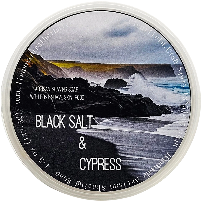 Lisa's Natural Herbal Creations Lisa's Natural Herbal Creations Black Salt & Cypress Shaving Soap 4.5 oz Shaving Soap White Smoke