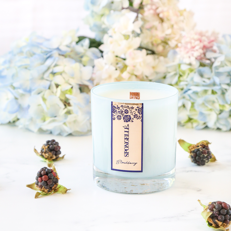 Spongellé Blackberry | Private Reserve Candle Home Fragrance Beige