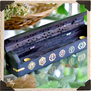 WhiteWitchParlour.com CHAKRA SYMBOLS BLACK COFFIN BOX. Wooden Incense Burner for Incense Stick & Cone Holder. Tools & Accessories Dark Slate Gray