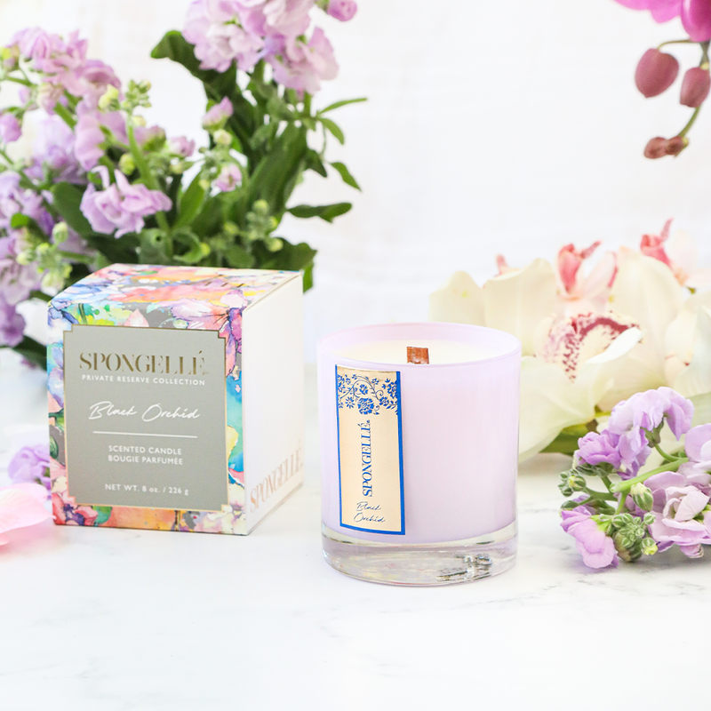 Spongellé Black Orchid | Private Reserve Candle Home Fragrance Lavender