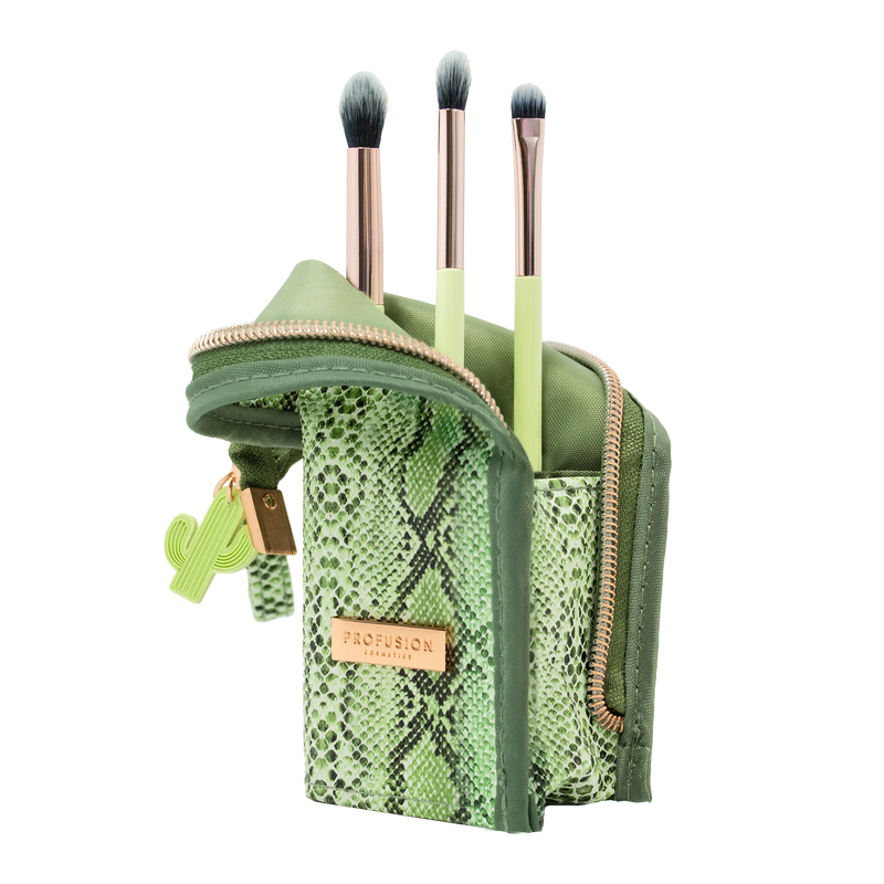 Profusion Cosmetics Desert Sage | Blend & Stand 4pc Bag & Brush Set Makeup Brushes Slate Gray