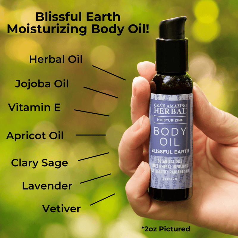 Ora's Amazing Herbal Body Oil, Blissful Earth Body Oil Olive Drab 7.5 oz,2 oz