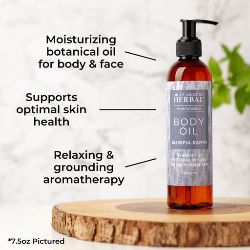 Ora's Amazing Herbal Body Oil, Blissful Earth Body Oil White Smoke 7.5 oz,2 oz