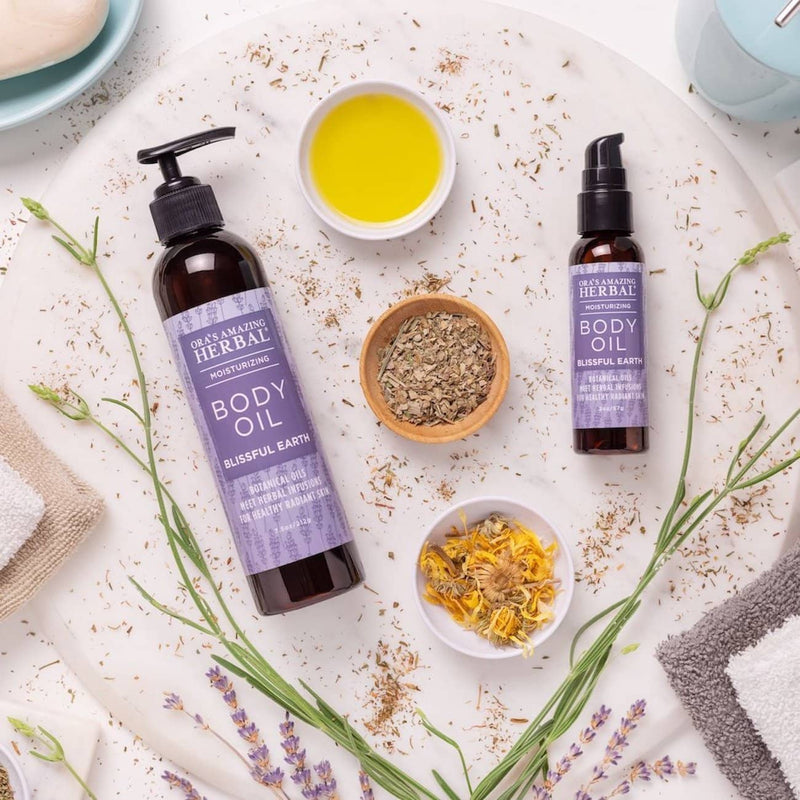 Ora's Amazing Herbal Body Oil, Blissful Earth Body Oil Light Gray 7.5 oz,2 oz