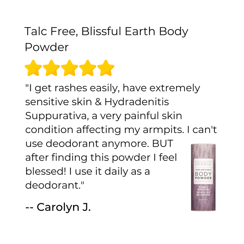 Ora's Amazing Herbal Talc Free Body Powder, Blissful Earth Lavender Scent Body Powder Gray Full Size 2.5 oz