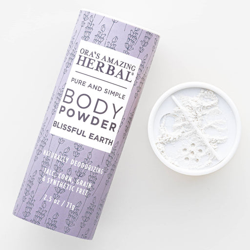 Ora's Amazing Herbal Talc Free Body Powder, Blissful Earth Lavender Scent Body Powder White Smoke Full Size 2.5 oz