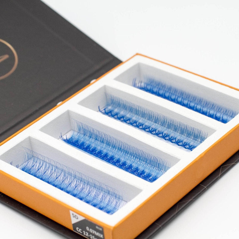 Mega Lash Academy Blue 5D Rapid Promade Fans - 600 Fans Promade Fans Dark Slate Gray 0.07 / CC / Mixed 8-9-10-11 mm,0.07 / CC / Mixed 12-13-14-15 mm