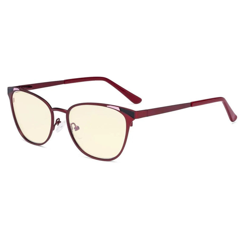 eyekeeper.com Blue Light Blocking Eyeglasses Trendy Style Amber Lens LX19035-BB60 Eyeglasses White Smoke Red / without magnification