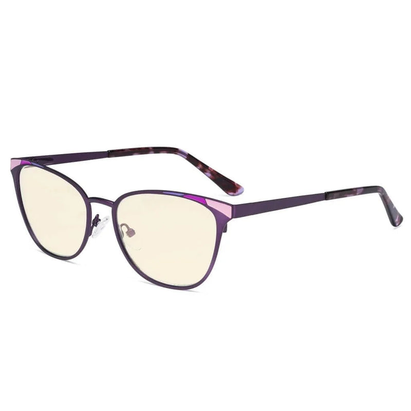 eyekeeper.com Blue Light Blocking Eyeglasses Trendy Style Amber Lens LX19035-BB60 Eyeglasses White Smoke Purple / without magnification