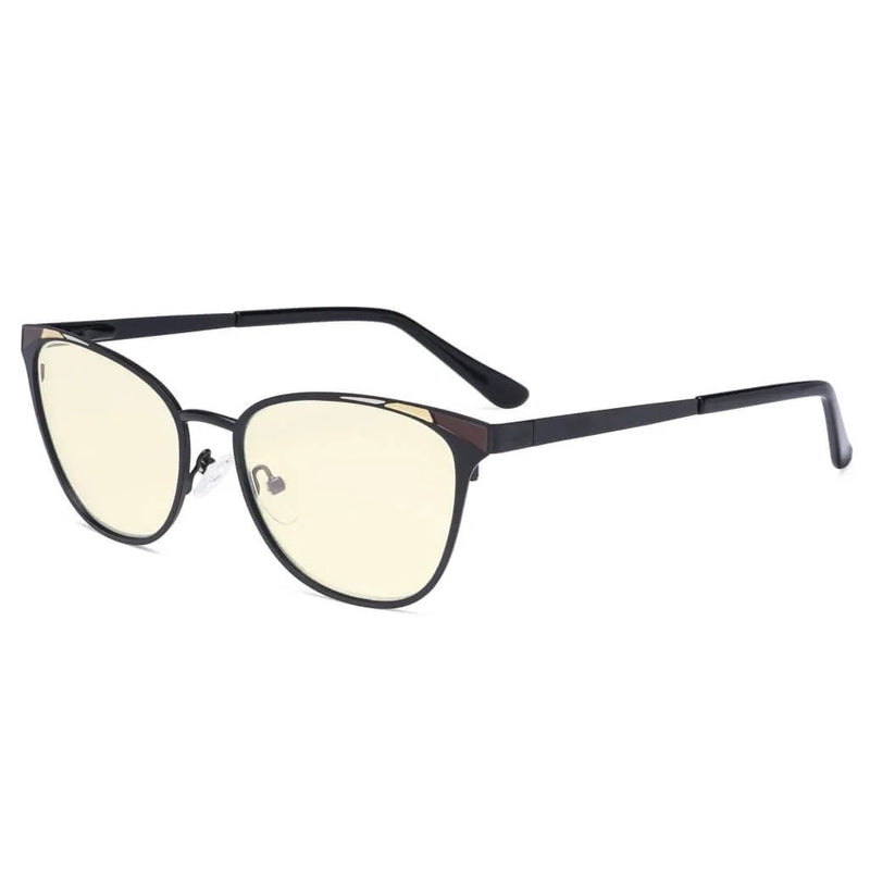 eyekeeper.com Blue Light Blocking Eyeglasses Trendy Style Amber Lens LX19035-BB60 Eyeglasses White Smoke Black / without magnification