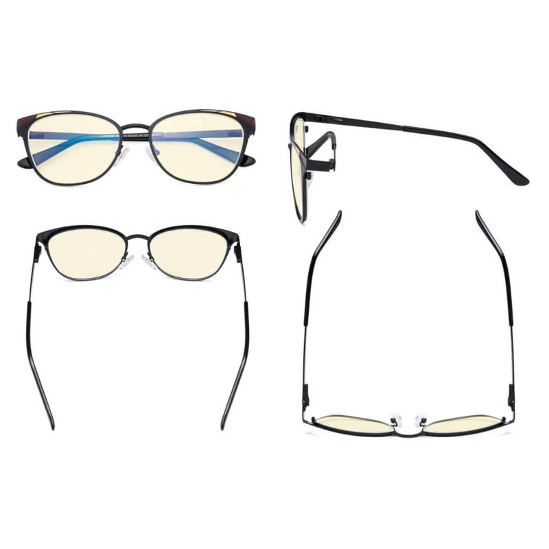 eyekeeper.com Blue Light Blocking Eyeglasses Trendy Style Amber Lens LX19035-BB60 Eyeglasses White Smoke Black / without magnification,Blue / without magnification,Purple / without magnification,Red / without magnification