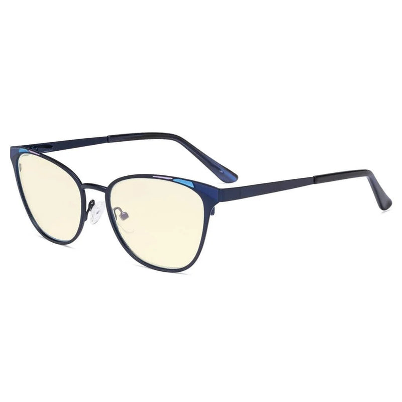 eyekeeper.com Blue Light Blocking Eyeglasses Trendy Style Amber Lens LX19035-BB60 Eyeglasses White Smoke Blue / without magnification