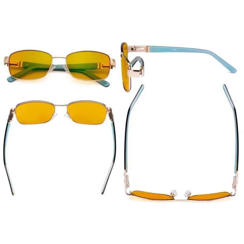 eyekeeper.com Blue Light Blocking Eyeglasses with Crystal Accents Amber Tinted Lenses LX19007-BB90 Eyeglasses White Smoke Brown / without magnification,Gold / without magnification,Purple / without magnification