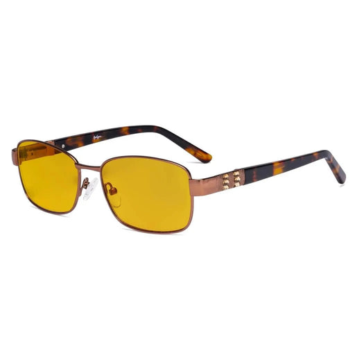 eyekeeper.com Blue Light Blocking Eyeglasses with Crystal Accents Amber Tinted Lenses LX19007-BB90 Eyeglasses White Smoke Brown / without magnification,Gold / without magnification,Purple / without magnification