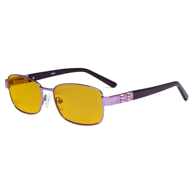 eyekeeper.com Blue Light Blocking Eyeglasses with Crystal Accents Amber Tinted Lenses LX19007-BB90 Eyeglasses White Smoke Purple / without magnification