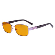 eyekeeper.com Blue Light Blocking Eyeglasses with Crystal Accents Orange Tinted Lenses LX19007-BB98 Eyeglasses White Smoke Purple / without magnification