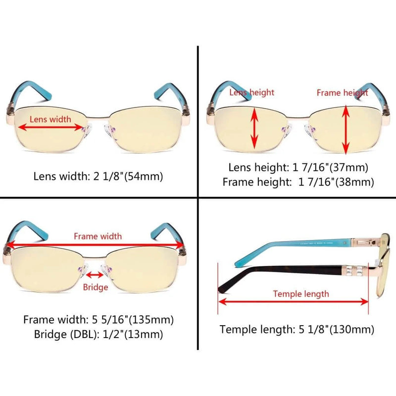 eyekeeper.com Blue Light Blocking Eyeglasses with Crystal Accents Yellow Tinted Lenses LX19007-BB60 Eyeglasses White Smoke Brown / without magnification,Gold / without magnification,Purple / without magnification