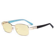 eyekeeper.com Blue Light Blocking Eyeglasses with Crystal Accents Yellow Tinted Lenses LX19007-BB60 Eyeglasses White Smoke Gold / without magnification