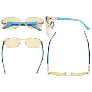 eyekeeper.com Blue Light Blocking Eyeglasses with Crystal Accents Yellow Tinted Lenses LX19007-BB60 Eyeglasses White Smoke Brown / without magnification,Gold / without magnification,Purple / without magnification