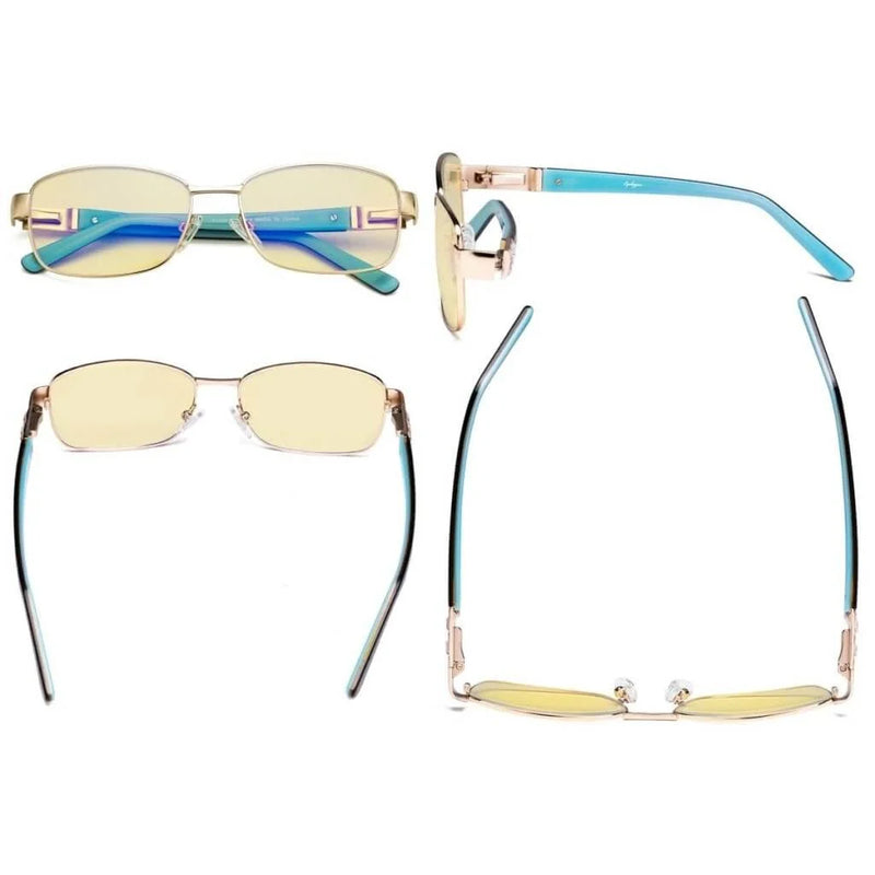 eyekeeper.com Blue Light Blocking Eyeglasses with Crystal Accents Yellow Tinted Lenses LX19007-BB60 Eyeglasses White Smoke Brown / without magnification,Gold / without magnification,Purple / without magnification