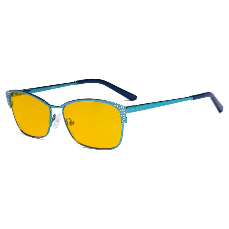 eyekeeper.com Blue Light Blocking Eyeglasses with Crystals HP17001 Eyeglasses Orange Blue / without magnification